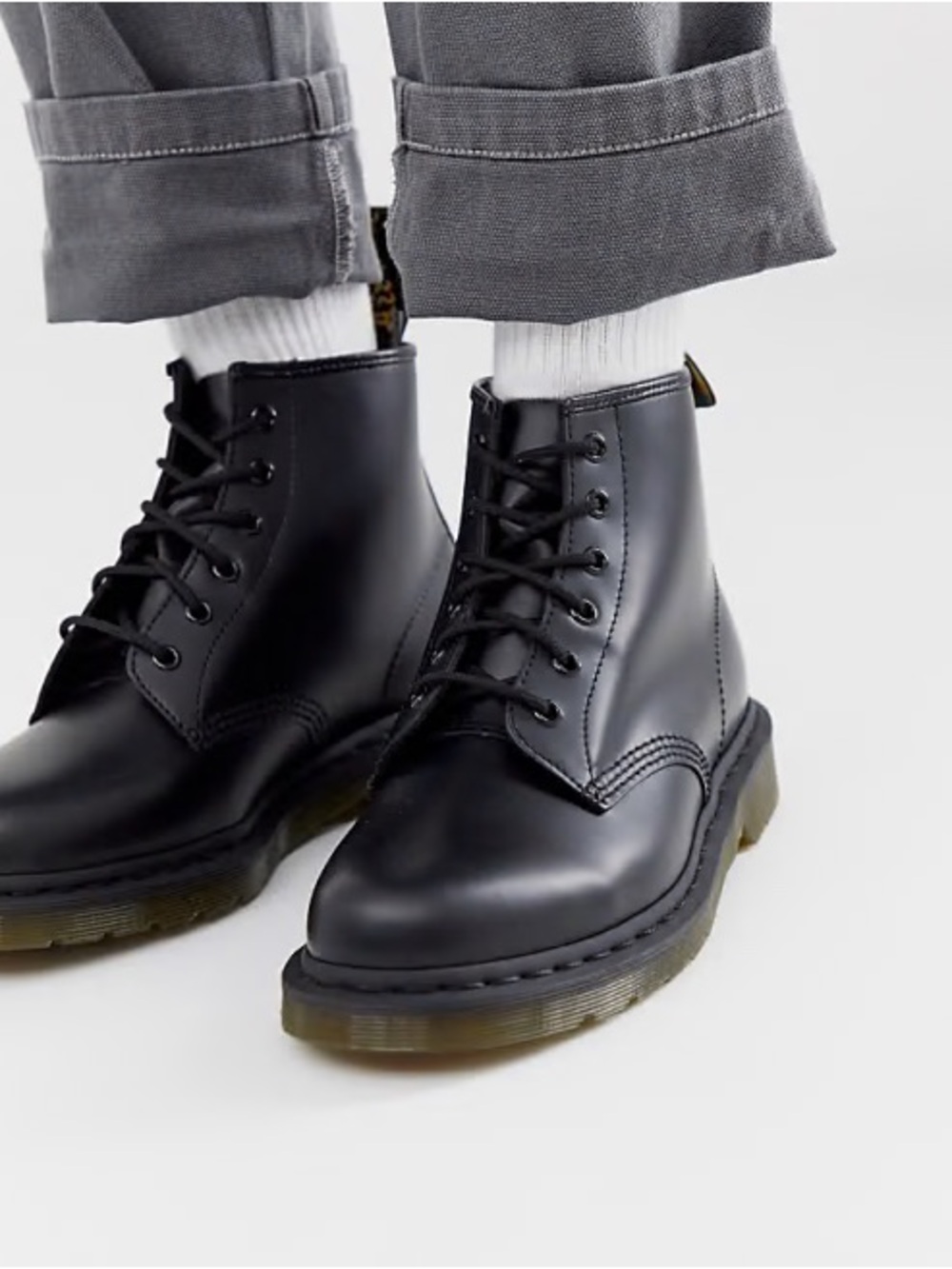 Dr. Martens Black Smooth Leather Lace-Up Ankle Boots